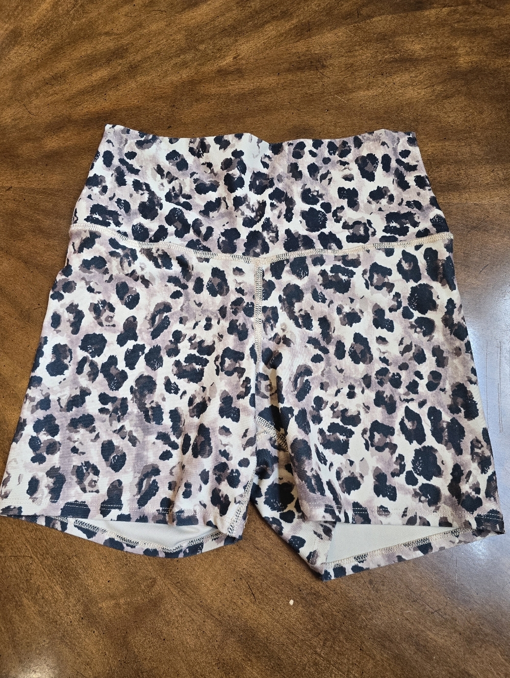 Leopard Print Bike Shorts Women's - Black & Cream